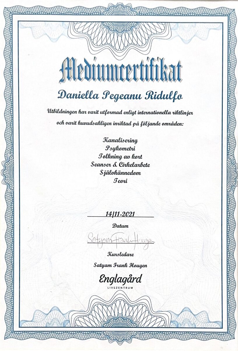 Mediumcertifikat, Englagård Livszentrum