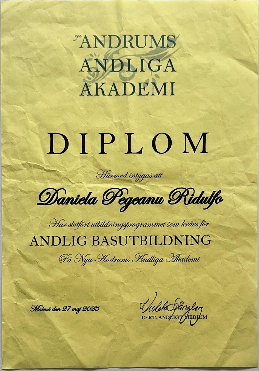 Diplom, Andlig Basutbildning, Andrums Andliga Akademi